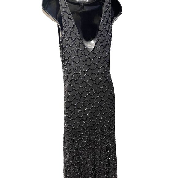 Hobbs womens long cocktail dress black silk - Picture 8 of 10